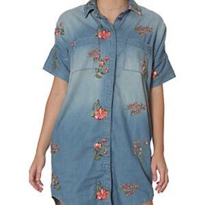 driftwood embroidered denim mabel shirt dress